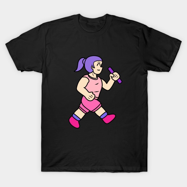 Cute track and field girl T-Shirt by Andrew Hau